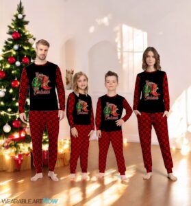Buffalo Plaid Howdy Hat Cowboy Boots Merry Christmas Cowgirl Family Matching Pajama Set Product Photo 3