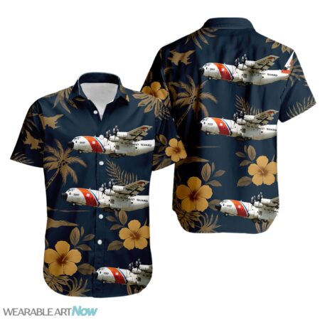 C-130J Super Hercules Aircraft Tropical Floral Hawaiian Shirt Product Photo 1
