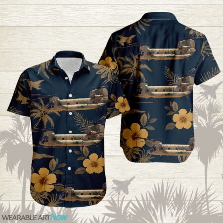 CH-47 Chinook Military Helicopters Aircraft Tropical Floral Hawaiian Shirt Product Photo 1
