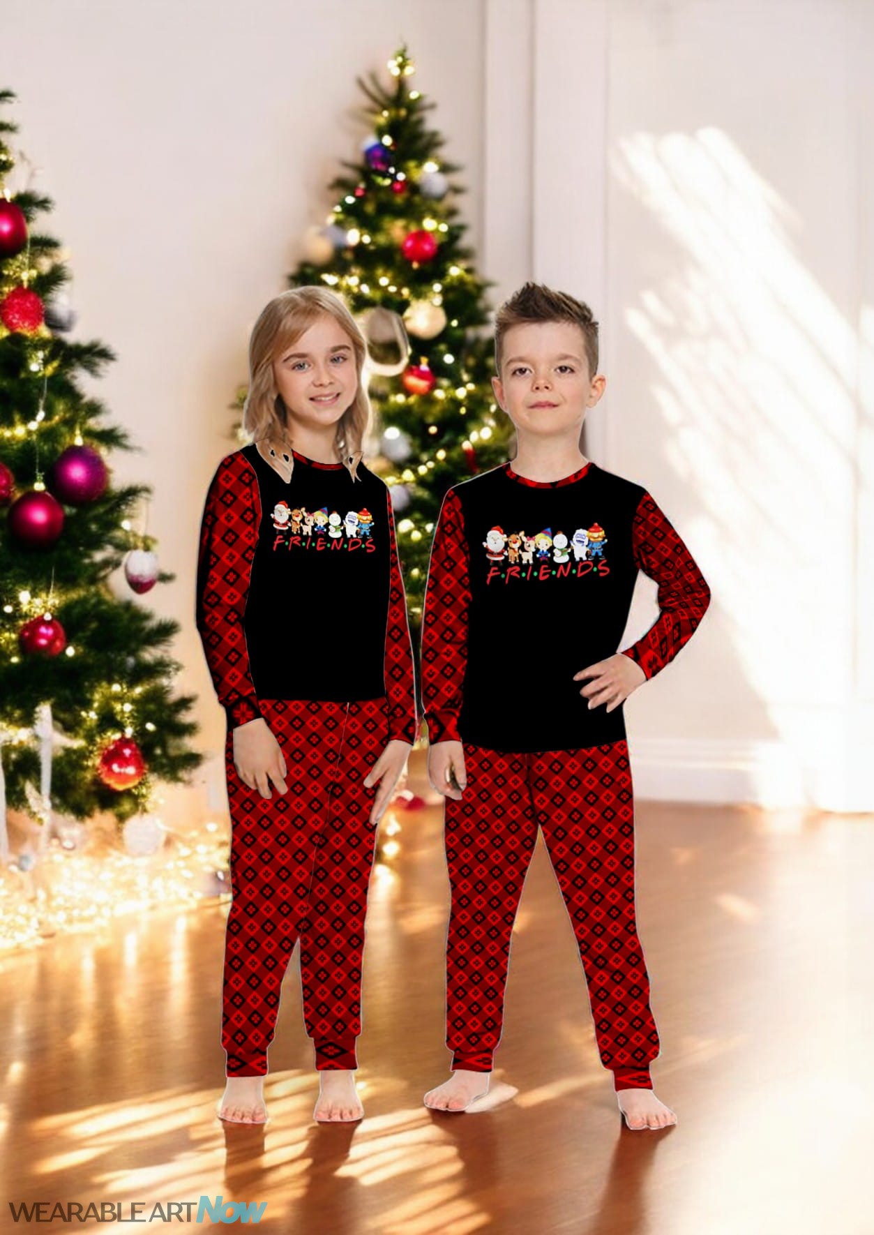 Christmas Friends Santa Rudolph Snowman Family Xmas Family Matching Pajama Set Product Photo 2