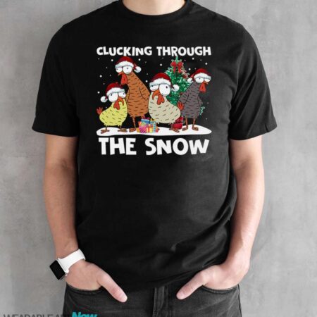 Cluckiing Through The Snow Christmas T-Shirt Product Photo 1