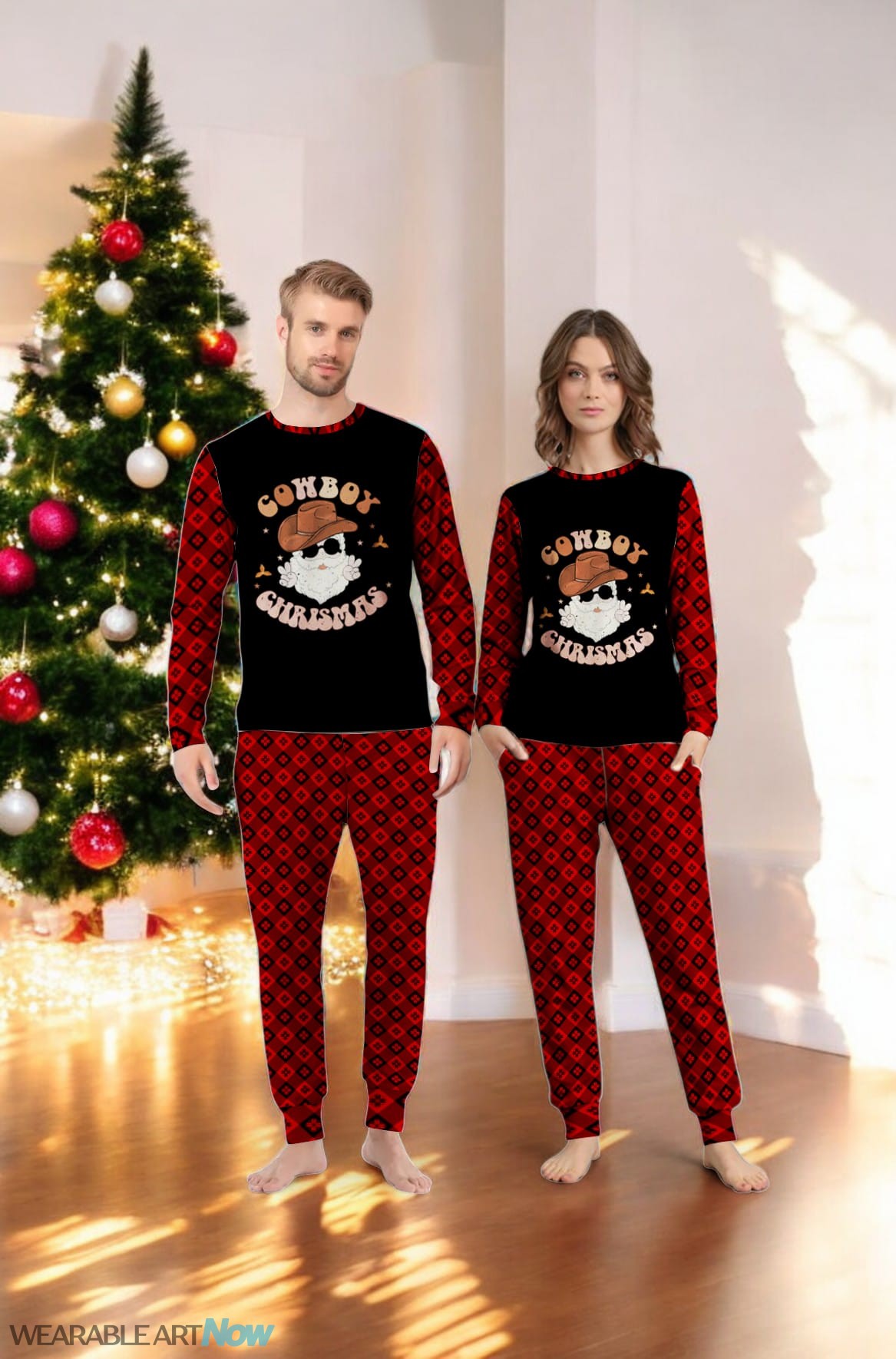 Cowboy Christmas Rodeo Western Country Family Matching Pajama Set Product Photo 2