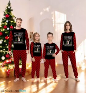 Dabbing Go Jesus, It's Your Birthday Merry Christmas Day Ugly Christmas Sweater Family Matching Pajama Set Product Photo 4