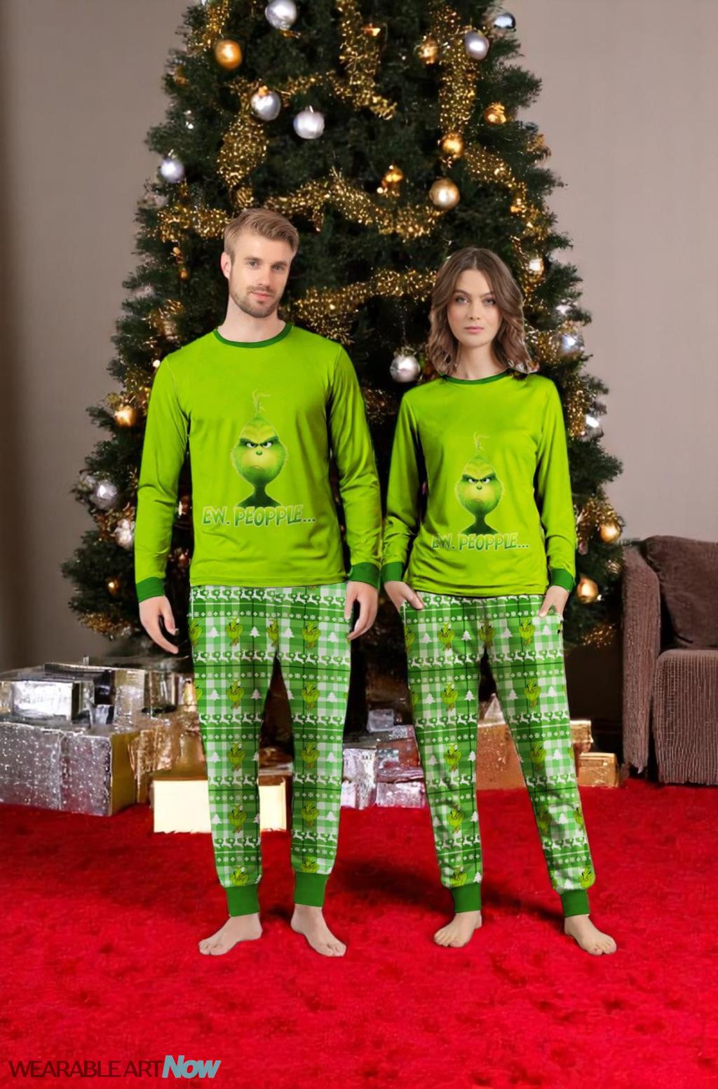 Ew Grinch Couple Family Matching Pajamas Set Product Photo 1