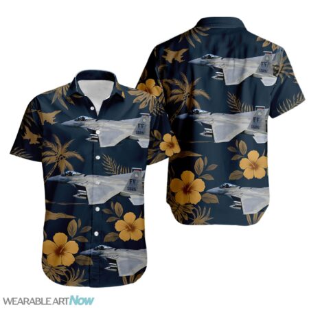 F-15 Eagle Fighter Aircraft Fighter Jet Tropical Floral Hawaiian Shirt Product Photo 1