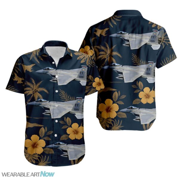 F-15 Eagle Fighter Aircraft Fighter Jet Tropical Floral Hawaiian Shirt Product Photo 1