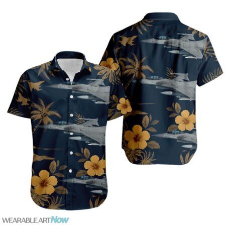 F-16 Fighting Falcons Fighter Aircraft Fighter Jet Tropical Floral Hawaiian Shirt Product Photo 1