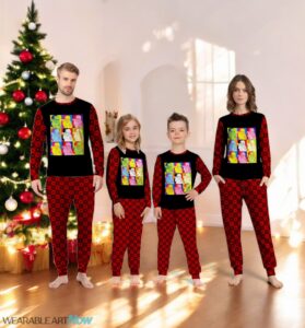 Funny Pop Art Poster Style Santa Christmas Family Matching Pajama Set Product Photo 4