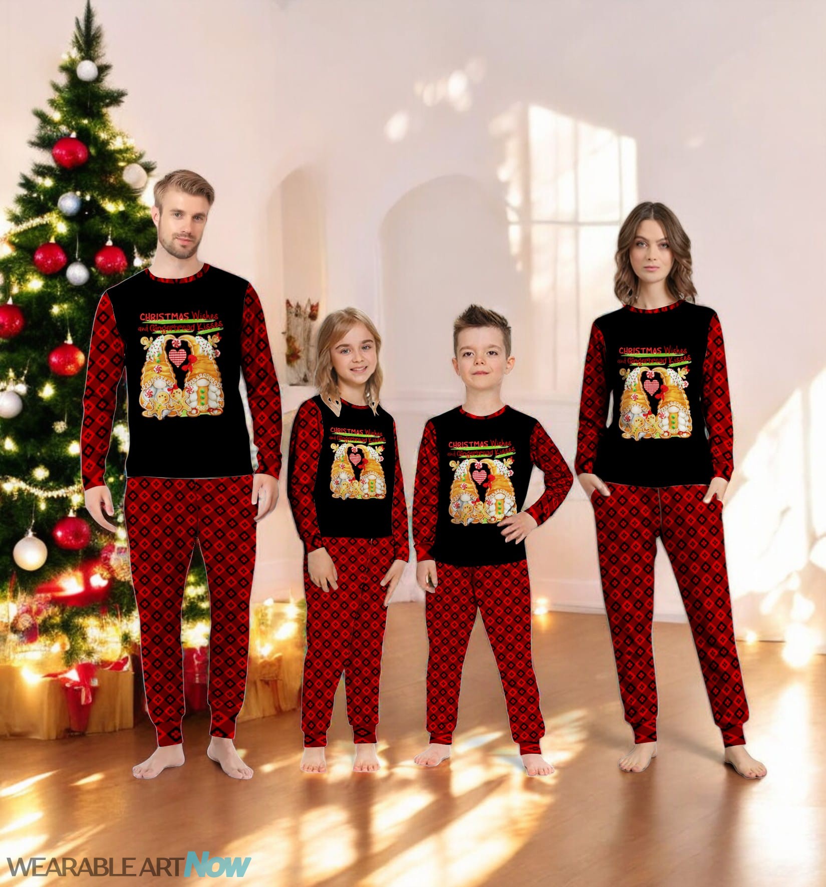 Gnome Gingerbread Christmas Wishes and Cocoa Kisses Family Matching Pajama Set Product Photo 4