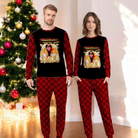 Gnome Gingerbread Christmas Wishes and Cocoa Kisses Family Matching Pajama Set Product Photo 1