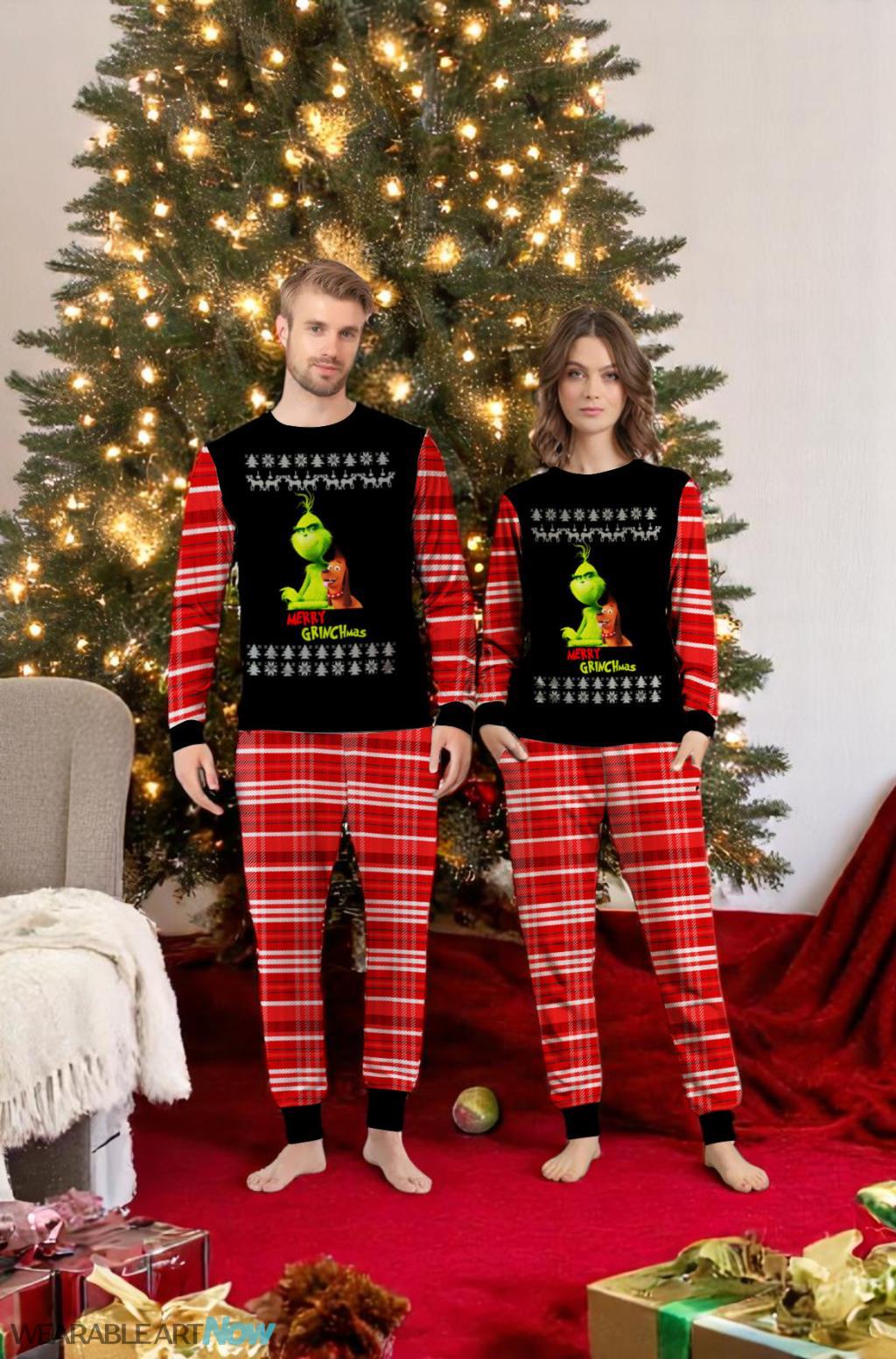 Grinch And Max Funny Christmas Pajamas Set Gift Family - Grinch And Max Funny Christmas Pajamas Set Gift Family 2