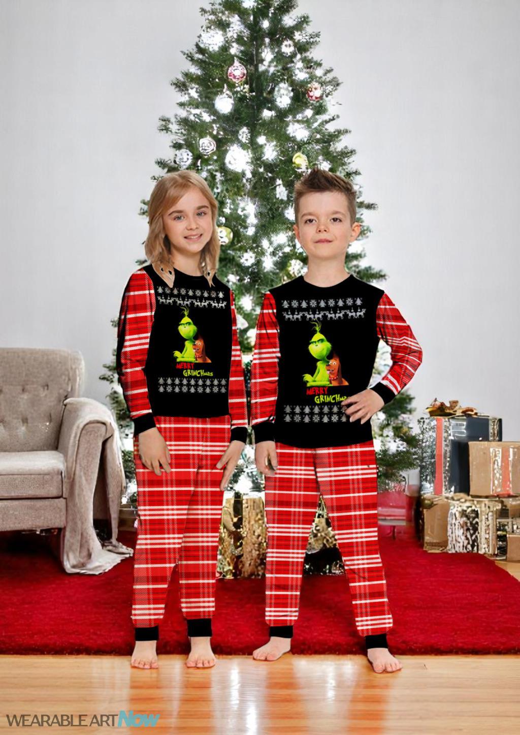 Grinch And Max Funny Christmas Pajamas Set Gift Family - Grinch And Max Funny Christmas Pajamas Set Gift Family