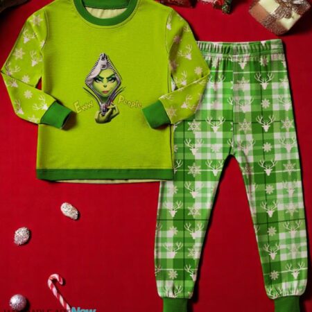 Grinch Girl Ew People Christmas Pajamas Set Product Photo 1