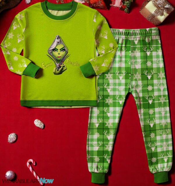 Grinch Girl Ew People Christmas Pajamas Set Product Photo 1