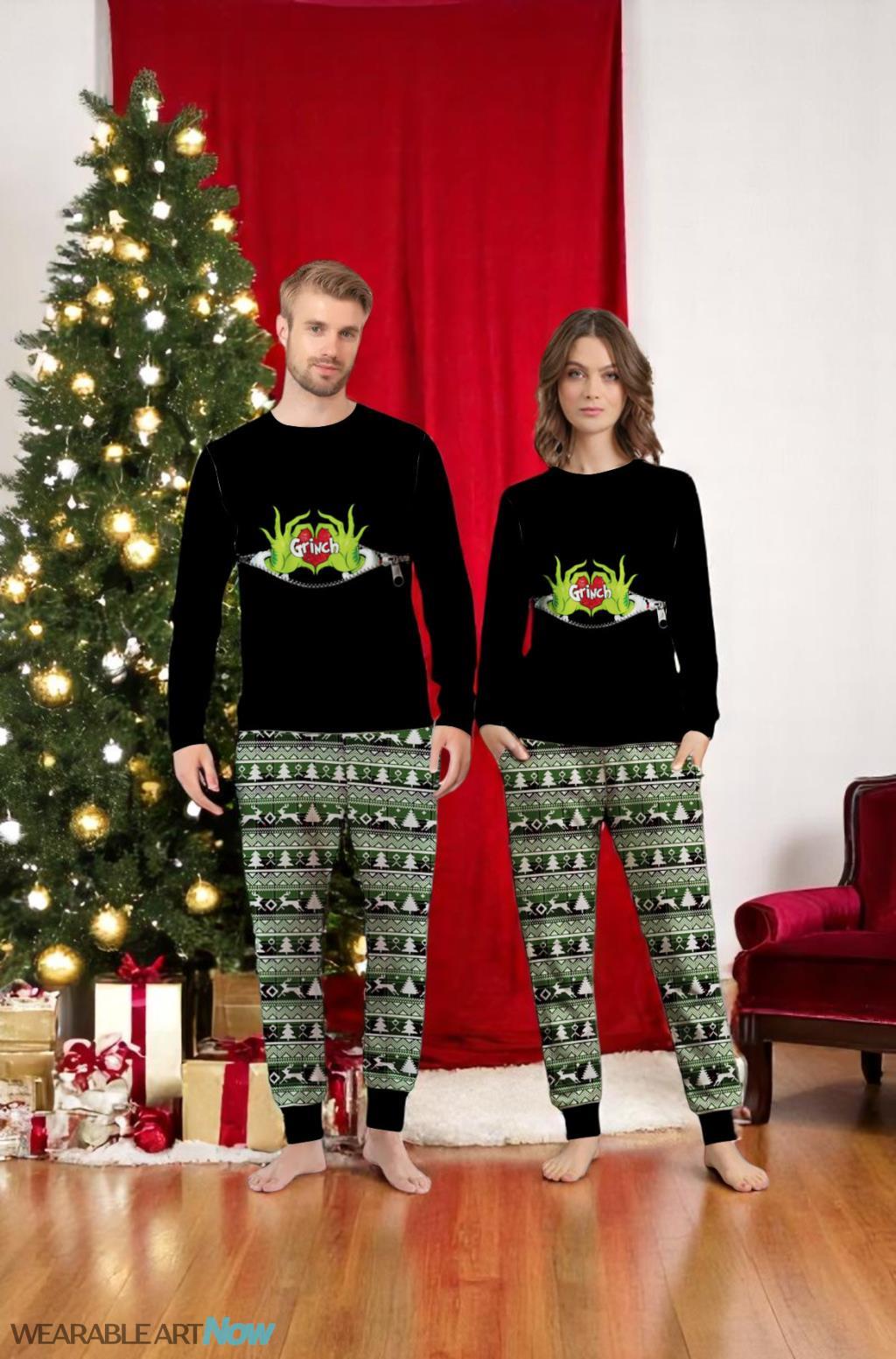 Grinch Hold My Hand My Christmas Love Pajamas Set Gift Family - Grinch Hold My Hand My Christmas Love Pajamas Set Gift Family 2