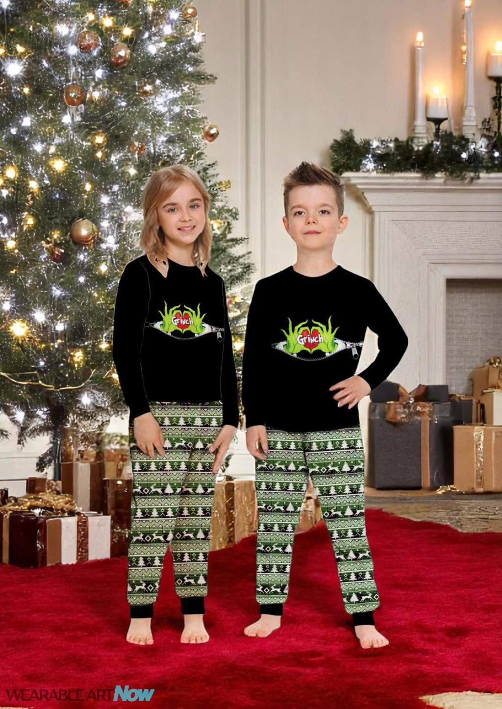 Grinch Hold My Hand My Christmas Love Pajamas Set Gift Family - Grinch Hold My Hand My Christmas Love Pajamas Set Gift Family