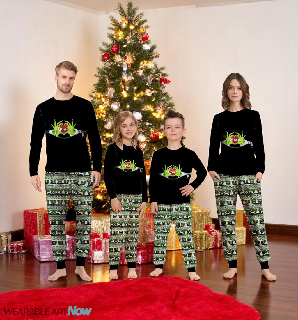 Grinch Hold My Hand My Christmas Love Pajamas Set Gift Family - Grinch Hold My Hand My Christmas Love Pajamas Set Gift Family 1
