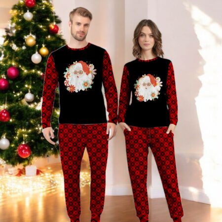 Hippie Santa Groovy Peace Sign Family Matching Pajama Set Product Photo 1