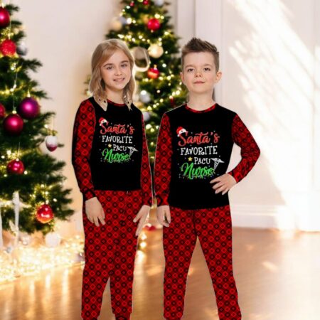 Merry Christmas Nurse Crew Santa's Favorite PACU Nurse Family Matching Pajama Set Product Photo 1