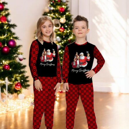 Merry Christmas Santa And Jesus Selfie Funny Xmas Family Matching Pajama Set Product Photo 1