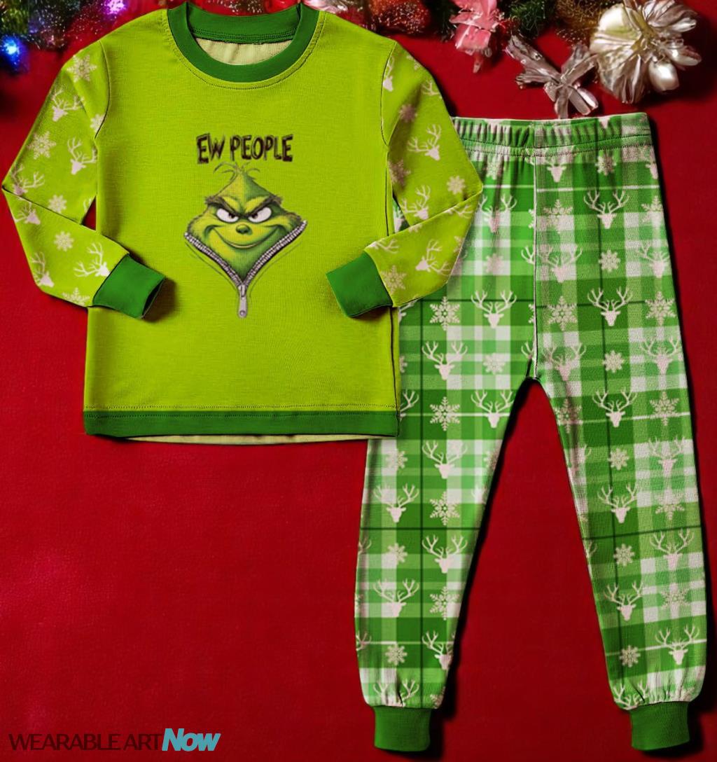 Merry Grinchmas Ew Grinch Couple Family Matching Pajamas Set Product Photo 2