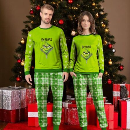 Merry Grinchmas Ew Grinch Couple Family Matching Pajamas Set Product Photo 1