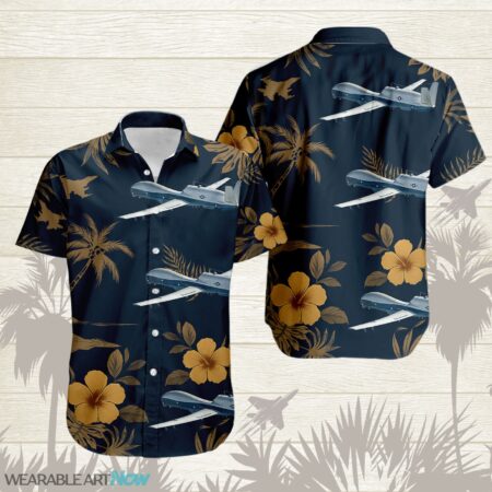 MQ-4C Triton Aircraft Tropical Floral Hawaiian Shirt Product Photo 1