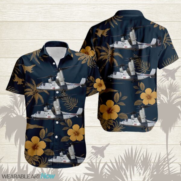 MV-22 Osprey Military Helicopters Aircraft Tropical Floral Hawaiian Shirt Product Photo 1