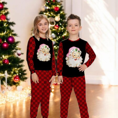 Pink Santa Claus Christmas Family Matching Pajama Set Product Photo 1