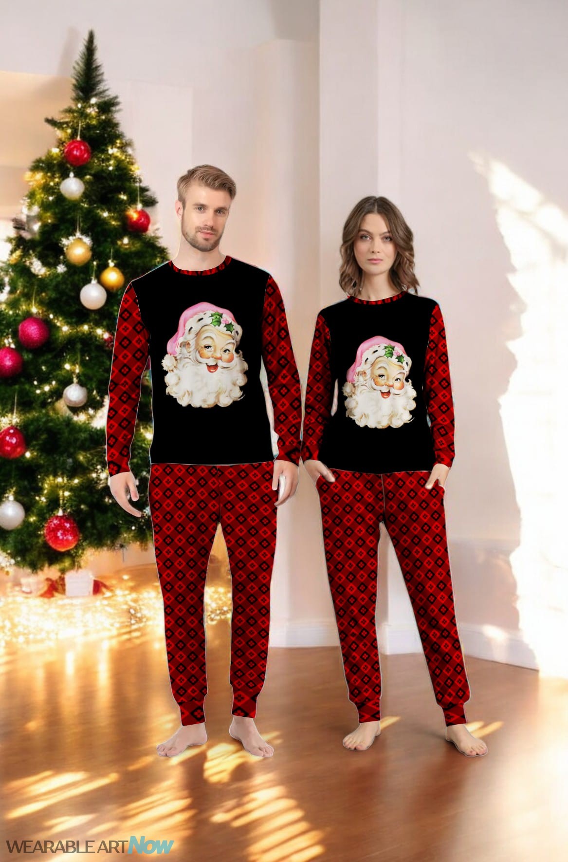 Pink Santa Claus Christmas Family Matching Pajama Set Product Photo 2