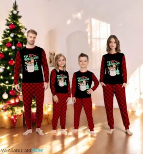 Retro Groovy Tis The Season Hot Cocoa Christmas Gingerbread Family Matching Pajama Set Product Photo 3