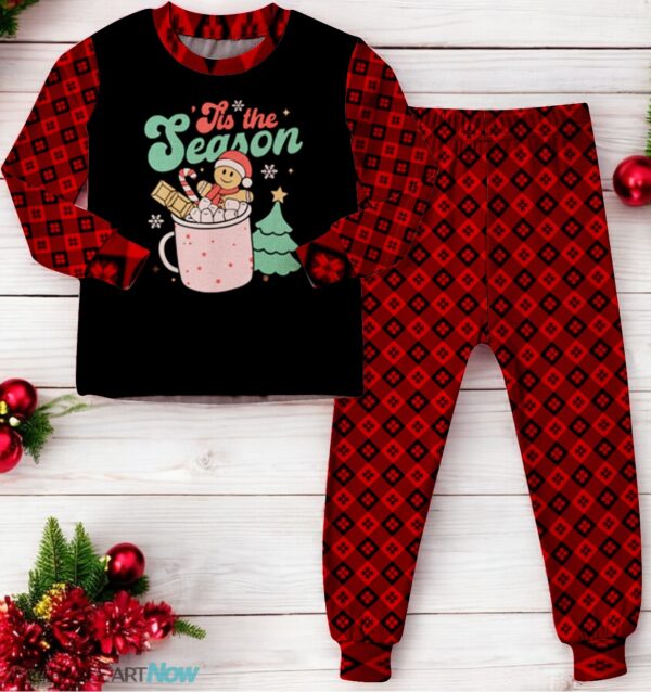 Retro Groovy Tis The Season Hot Cocoa Christmas Gingerbread Family Matching Pajama Set Product Photo 1