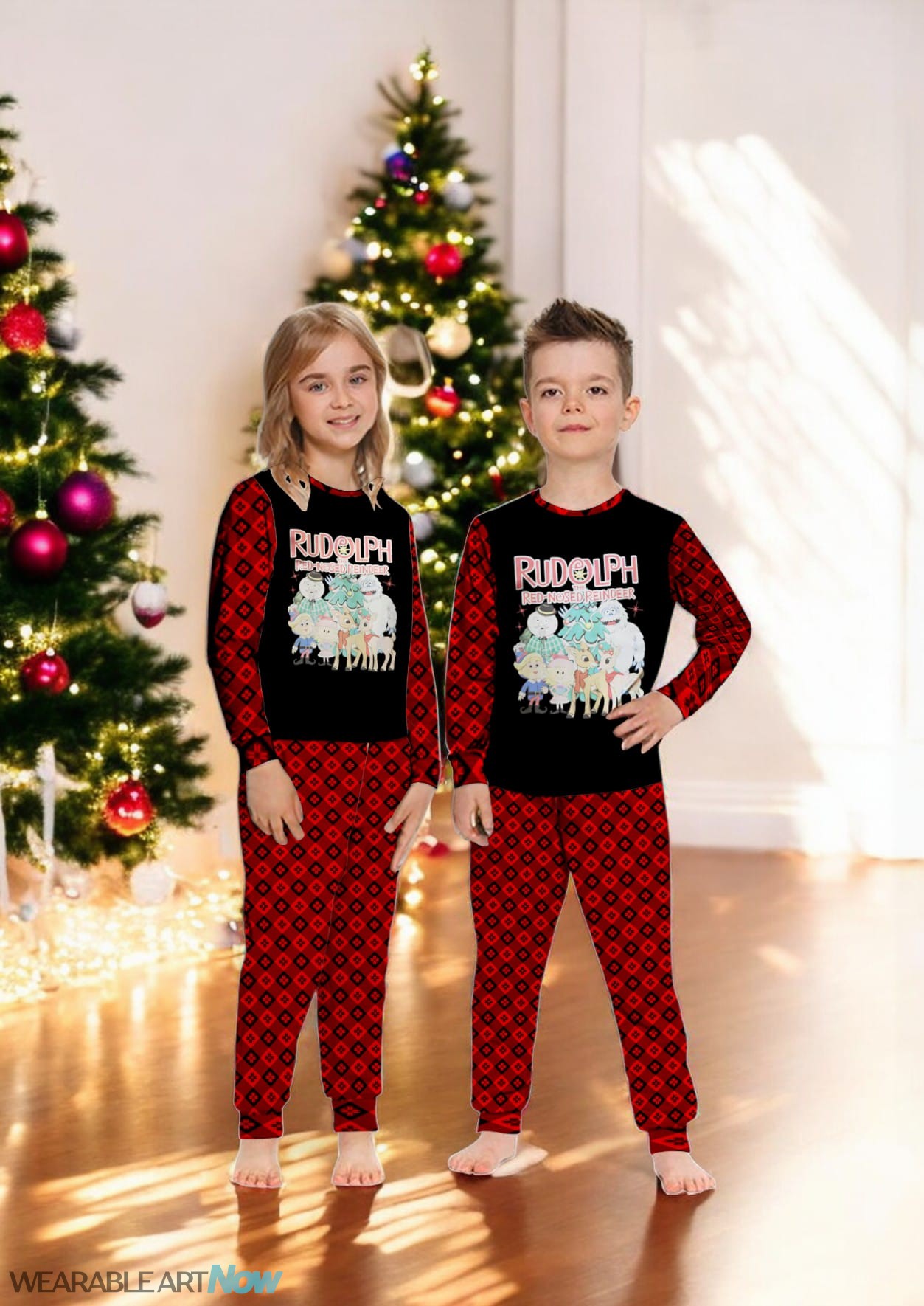 Rudolph the Red-Nosed Reindeer Christmas Family Matching Pajama Set Product Photo 1