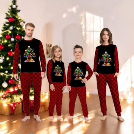 Scissor Hairstylist Christmas Tree Scissor Hairstylist Family Matching Pajama Set Product Photo 1