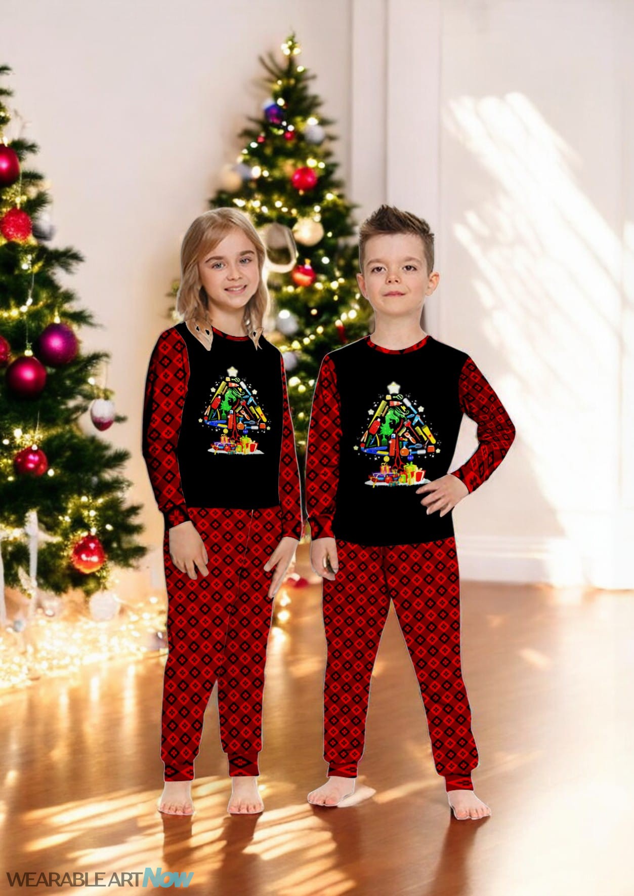 Scissor Hairstylist Christmas Tree Scissor Hairstylist Family Matching Pajama Set Product Photo 2