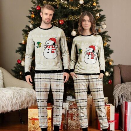 Snoopy and Woodstock Couple Family Matching Pajamas Set Product Photo 1