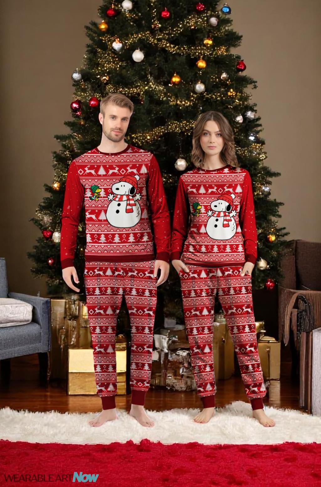 Snoopy Mery Christmas Couple Family Matching Pajamas Set Product Photo 4