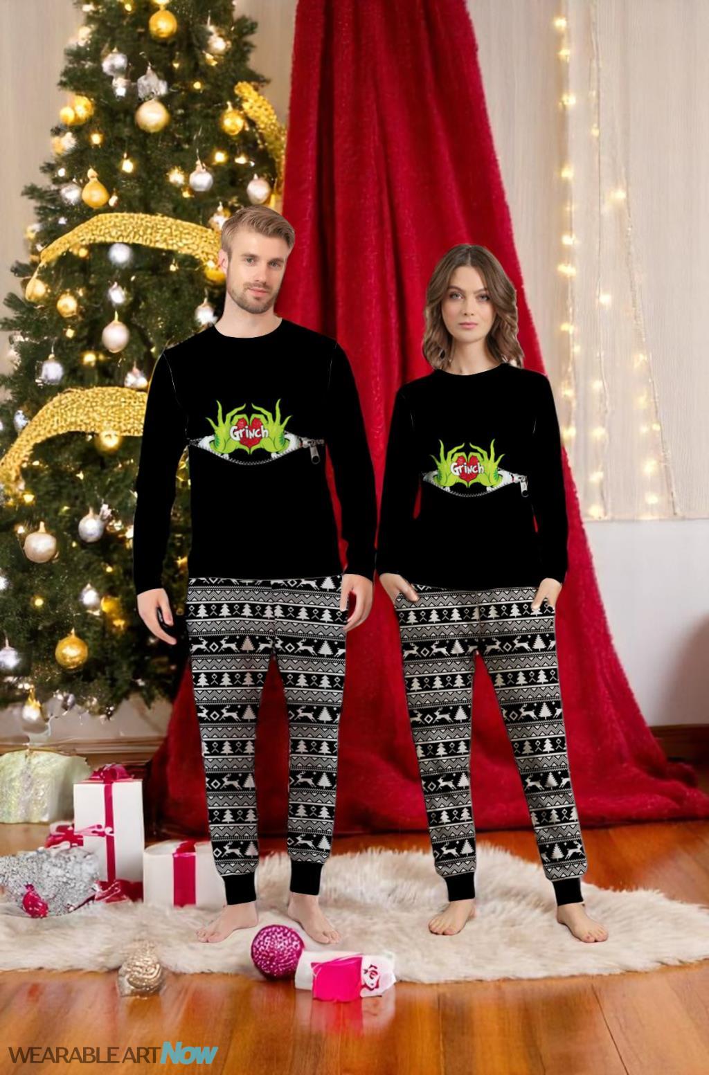 The Grinch Love Merry Christmas Pajamas Set Gift Family - The Grinch Love Merry Christmas Pajamas Set Gift Family 2