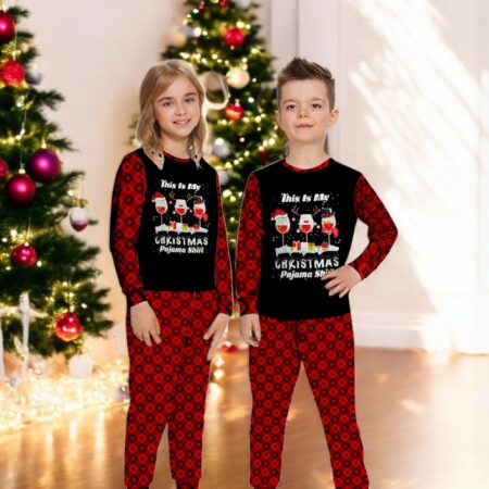 Wine Glasses This Is My Christmas Pajama Family Matching Pajama Set Product Photo 1