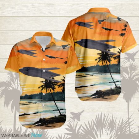 B-21 Raider AirPlane Helicopter With Abstract palm Tropical background Free Hawaiian Shirt Product Photo 1