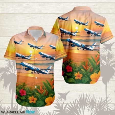 Boeing C-32 Beautiful Sunrise On The Beach Next To The Habicus Flower Hawaiian Shirt Product Photo 1