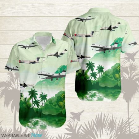 Boeing C-37 Airplane Helicopter Beautiful Landscape Warm Sunrise Over Mountain Ocean And Forest Hawaiian Shirt Product Photo 1