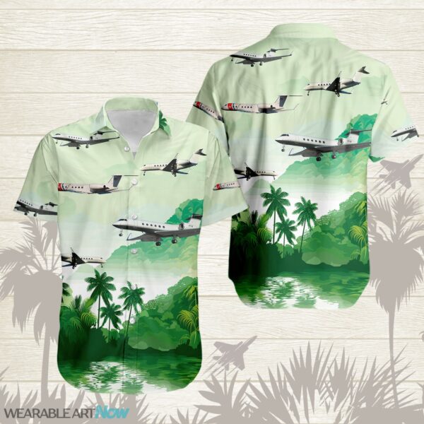 Boeing C-37 Airplane Helicopter Beautiful Landscape Warm Sunrise Over Mountain Ocean And Forest Hawaiian Shirt Product Photo 1