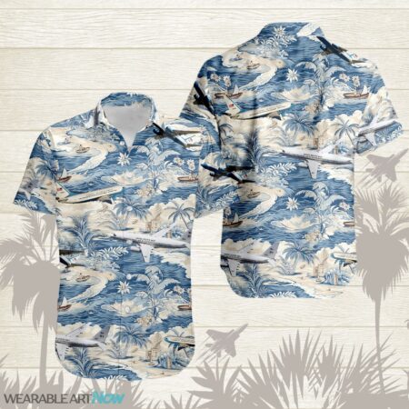 Boeing C-40 AirPlane Helicopter With A Boat And A Boat On The Water Hawaiian Shirt Product Photo 1