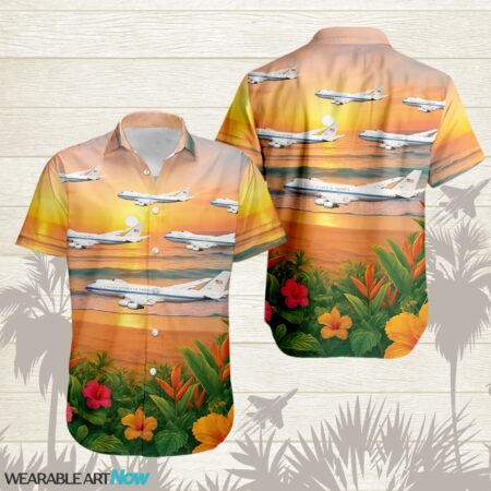 E-4B Nightwatch Beautiful Sunrise On The Beach Next To The Habicus Flower Hawaiian Shirt Product Photo 1