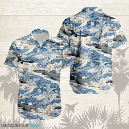 F-16 Fighting Falcons AirPlane Helicopter With A Boat And A Boat On The Water Hawaiian Shirt Product Photo 1