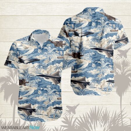 F-47 Next Generation Air Dominance AirPlane Helicopter With A Boat And A Boat On The Water Hawaiian Shirt Product Photo 1