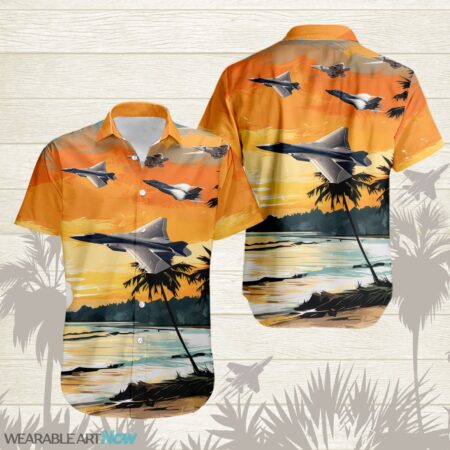 F-47 Next Generation Air Dominance AirPlane Helicopter With Abstract palm Tropical background Free Hawaiian Shirt Product Photo 1