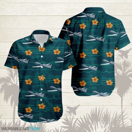 MQ-4C Triton Airplane Helicopter Beautiful Habicus and Tropical Palm Hawaiian Shirt Product Photo 1