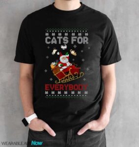Cat Ugly Christmas Sweater Cat Lover Christmas T-Shirt Sweatshirt Hoodie - Black Unisex T-Shirt